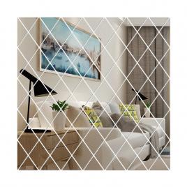 Set 32 oglinzi acrilice diamant romb sticker auto-adeziv decorativ pentru baie living si bucatarie 50 x 100