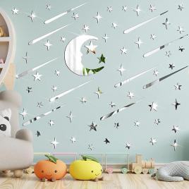 Set oglinzi acrilice decorative autoadezive night sky 3d stele cazatoare si luna mystyle�