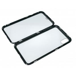 Carcasa din sticla securizata cu rama magnetica pentru iphone xs max, negru-transparent