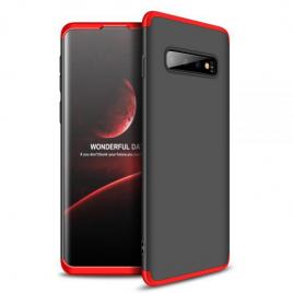 Husa samsung galaxy s10 - protectie 360 grade, 3 in 1, plastic, neagra/rosie