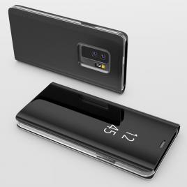 Husa samsung galaxy s9 - flip mirror carte, capac translucid, neagra