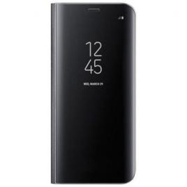 Husa samsung galaxy s9 - flip mirror tip carte, capac translucid, neagra