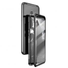 Husa samsung galaxy s9 - sticla fata+spate 360 grade, cadru metalic cu magneti, negru