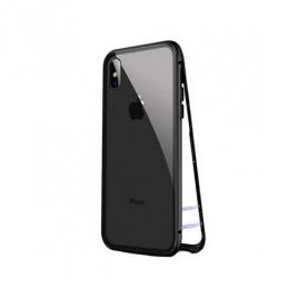 Husa protectie iphone xs max magnetica, din sticla securizata, 360 grade, negru, gonga