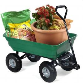 Carucior de gradina, sarcina maxima 300 kg, cupa rabatabila, maner lung cu burete antiderapant,
