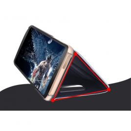 Husa samsung galaxy s8 plus - flip mirror tip carte, capac translucid, neagra