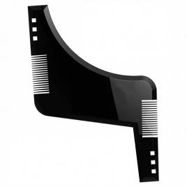 Pieptan contur barba, negru, 14x18x0.3 cm, sablon pentru modelarea barbii, translucid