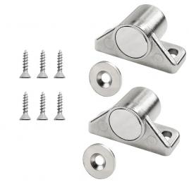Set 2 incuietori magnetice pentru mobila,  magnet puternic neodim, cu suruburi, metal, argintiu