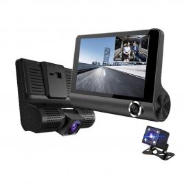 Camera auto dvr, 3 lentile, full hd, viziune nocturna, negru, 108x78mm