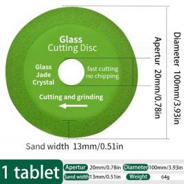 Disc de taiere ceramica si sticla, 100x20x1mm, verde