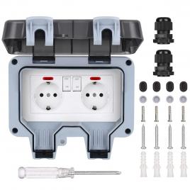 Priza impermeabila exterior, ip66, gri