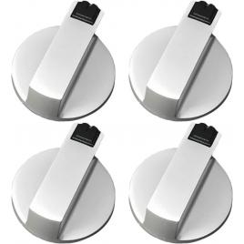 Set 4 butoane aragaz, metal, 40 mm, argintiu
