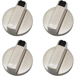 Set 4 butoane pentru aragaz/cuptor, zinc, 6 mm, argintiu/negru