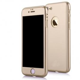 Husa 360 grade cu geam inclus iphone 5/5s/se,gold