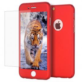 Husa full cover 360� (fata + spate + folie sticla) pentru iphone 7, red