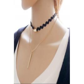 Choker mystyle fashion black duble - colier elegant pentru gat - black delux