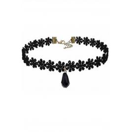 Choker mystyle fashion black gothic flower - colier elegant pentru gat