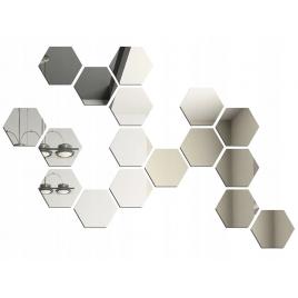Set oglinzi decorative acrilice design hexagon silver - mystyle luxury home 24 bucati/set