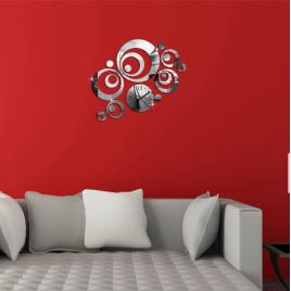Set oglinzi design modern ceas perete - oglinzi decorative acrilice cristal ceas perete - diamant - mystyle�