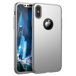 Husa full cover (fata + spate) pentru apple iphone x, silver