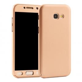 Husa full cover 360� (fata + spate + folie sticla) pentru samsung galaxy a5 (2017), gold