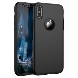 Husa full cover 360� (fata + spate + folie sticla) pentru iphone x, negru
