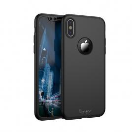 Husa ipaky iphone x full cover 360 + folie sticla securizata, negru