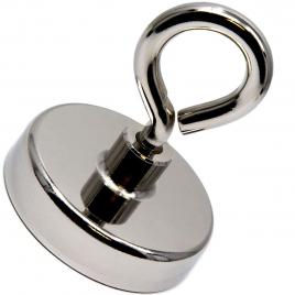 Magnet neodim oala d 75 mm carlig inelar - 160kg forta