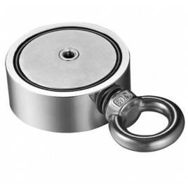 Magnet neodim oala d60 mm cu doua carlige inelare si doua fete 140kg