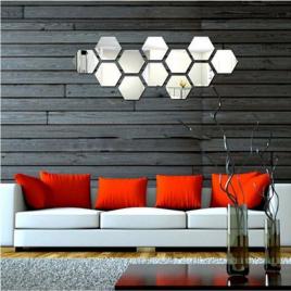 Oglinda design hexagon acrilica diamant - luxury home - 12-14 cm - 1 buc