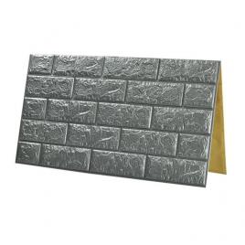 Tapet 3d silver design perete modern din caramida in relief, autoadeziv , 77x70 cm