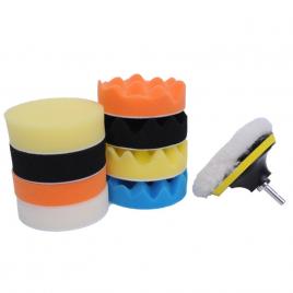 Bureti polish auto profesional glomax, kit 10 piese + adaptor bormasina, set polish. taler 15cm cu adaptor m14