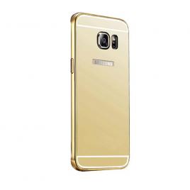 Husa cu efect de oglinda samsung galaxy s7 edge, gold, perfect fit