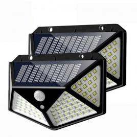 Set 2 x lampi 100 led cu panou solar, senzor de miscare, 600lm