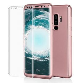Husa glomax fullbody rose-gold pentru samsung galaxy s9 plus cu folie de protectie inclusa