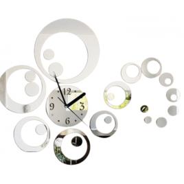 Ceas de perete modern, silentios, sticla acrilica, adeziv 60cm x 45cm, argintiu