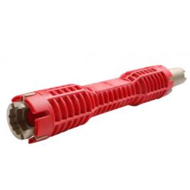 Cheie pentru instalatii sanitare, multifunctionala, rosie, 255 mm, rosie