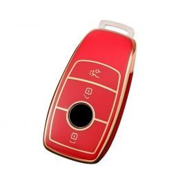 Husa de protectie premium pentru cheie auto, elegance luxury cover key, rosie, compatibila cu mercedes benz a