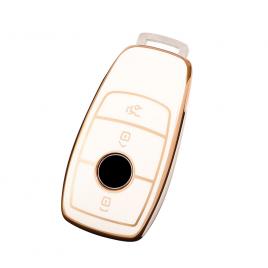 Husa de protectie premium pentru cheie auto mercedes benz, elegance luxury cover key, alba mystyle�