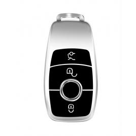Husa de protectie premium pentru cheie auto mercedes benz, elegance luxury cover key, silver, mystyle�