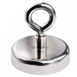 Magnet fishing puternic neodim d75mm cu carlig inelar forta 160kg