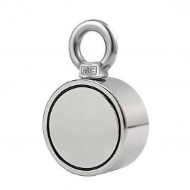 Magnet neodim cu surub, 70 mm diametru, cu forta de tragere 200kg, argintiu