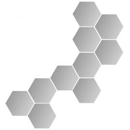 Set 10 oglinzi hexagon design, decorative, acrilice de cristal