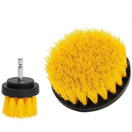 Set 2 perii curatare cu adaptor pentru bormasina/autofiletanta, plastic/ abs/ metal, galben