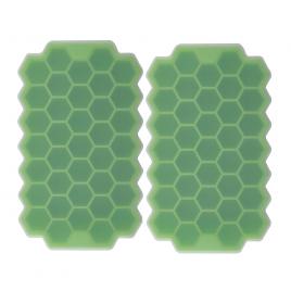 Set 2 tavi pentru cuburi de gheata, forma hexagon, 37 cuburi, silicon, 20.8x12.5x2.5 cm, verde