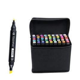 Set 40 piese, markere cu doua capete subtire si gros, cu geanta de depozitare, multicolore, mystyle�