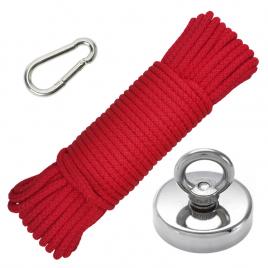 Set magnet fishing neodim d 75 mm 160 kg forta pescuit puternic funie 20 m de 6 mm carabina