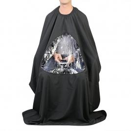 Pelerina pentru tuns, zona vizibilitate pentru telefon, 145x120cm negru fmd269