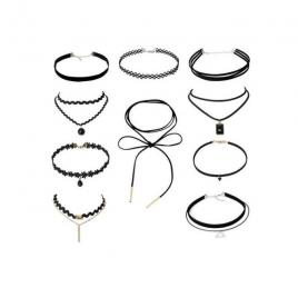 Set 10 colier choker elegant, negru