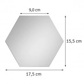 Set 12 panouri autocolante hexagonale oglinda pentru perete, dimensiune panou 15.5 x 17.5 cm